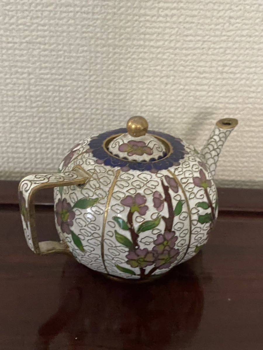 中国美術景泰藍銅製茶壺急須 唐物骨董品_画像2