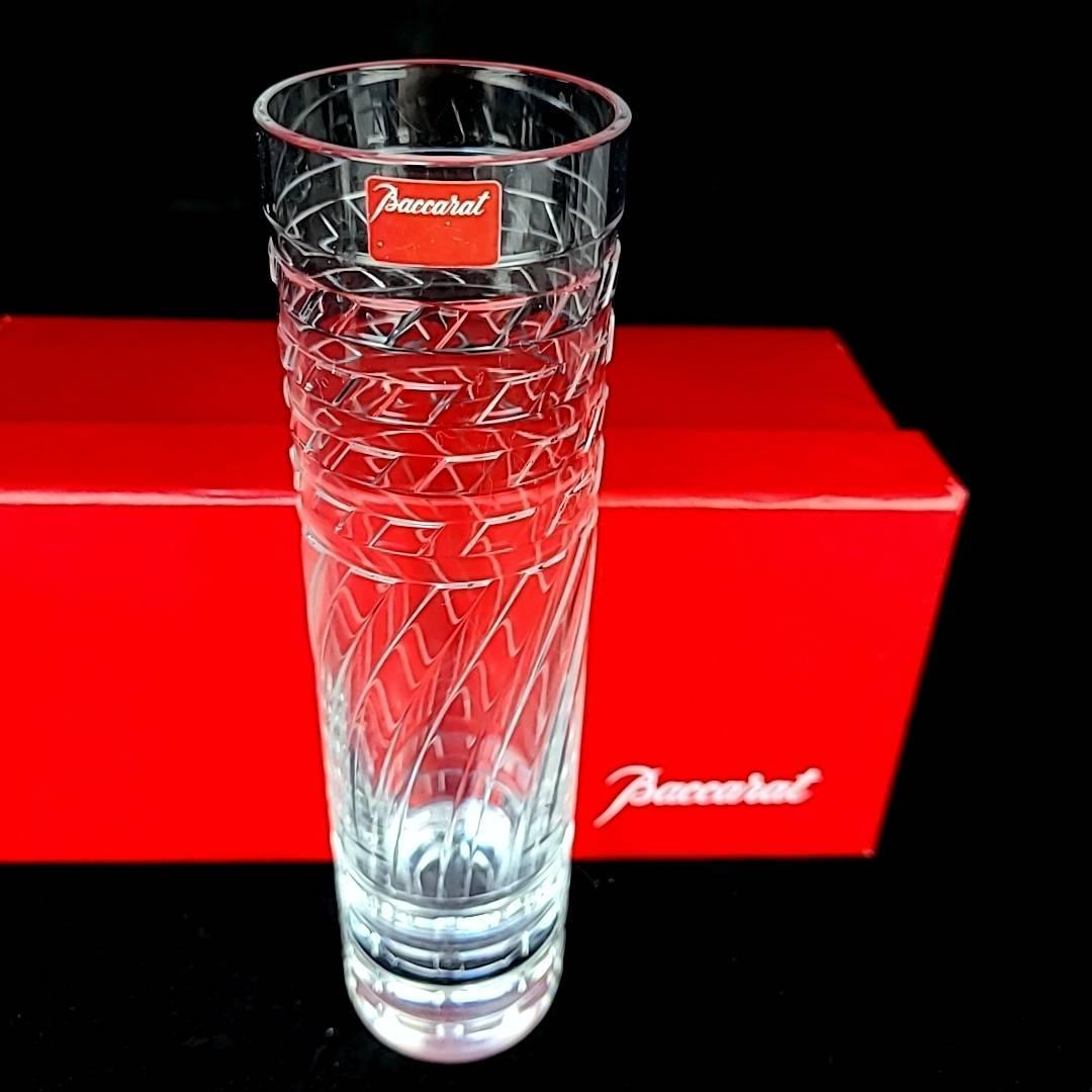 美品 バカラ Baccarat 一輪挿し 花瓶 フラワーベース ライン カット