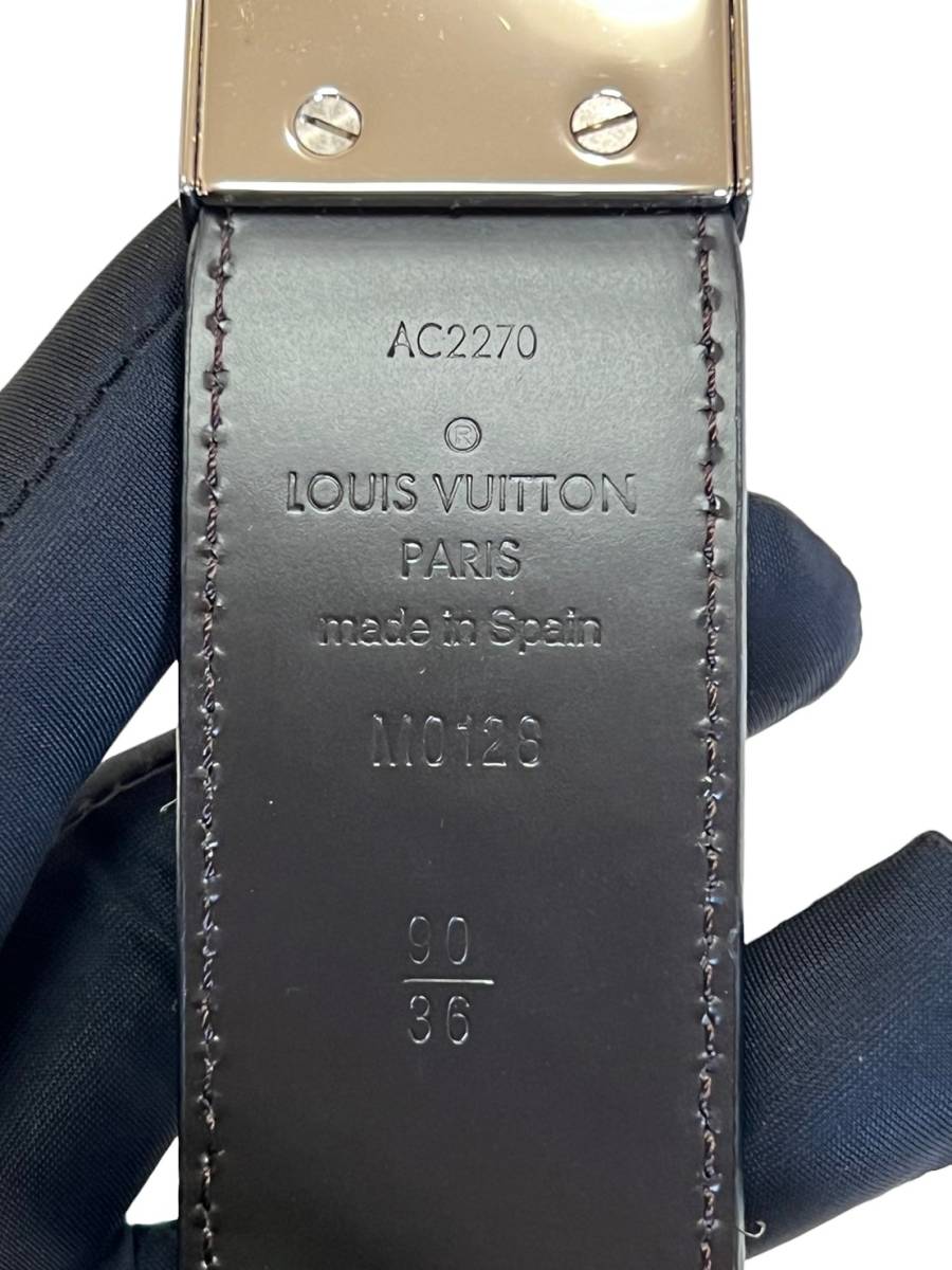 【美品】Louis Vuitton ルイヴィトン【M0128 サンチュール・スレンダー 35MM】エピ レザー ベルト 90サイズ ブラック×シルバー×ブラウン