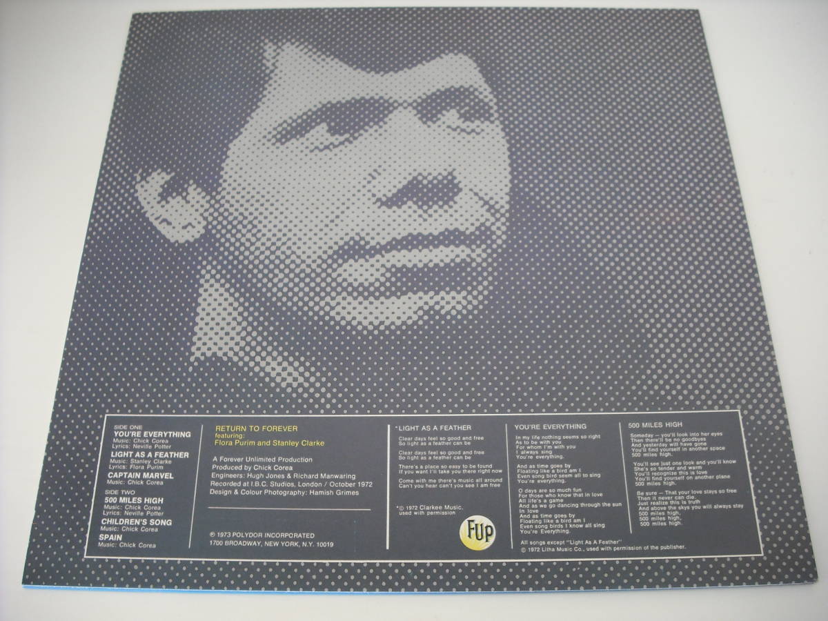 【LP】【'72 US Original】【名曲 SPAIN 】CHICK COREA and RETURN TO FOEVER / LIGHT AS A FEATHE_画像2