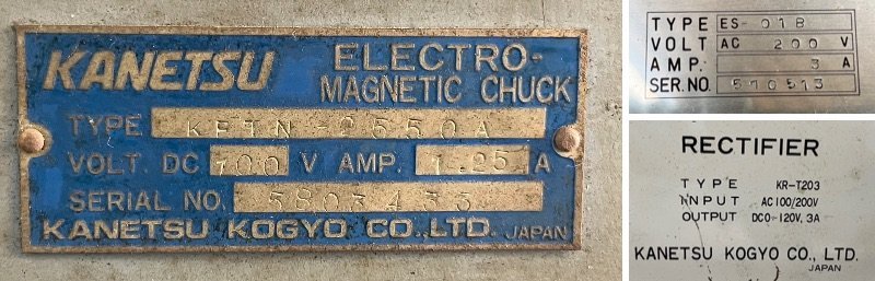 KANETSU マグネット チャック 250×500mm 単相200V KFTN-2550A ES KANETSU マグネット チャック 250×500mm 単相200V KFTN-2550A ES