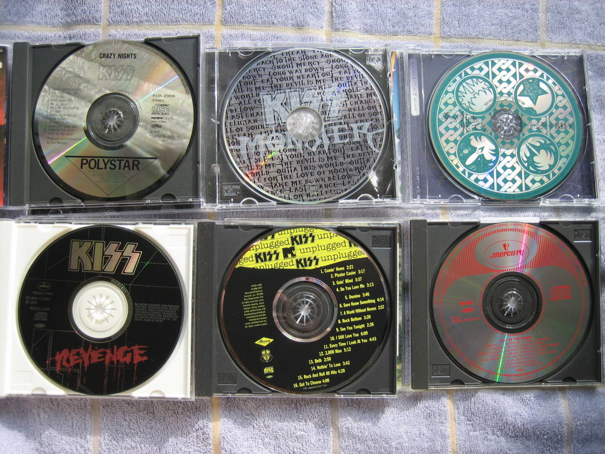 CD キッス名盤6枚セット Crazy Nights+Hot In The Shade+Revenge+Monster+Kiss Unplugged+夢の浮世に咲いてみな 中古品 KISSの画像2