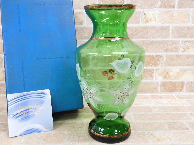 良品!! BOHEMIA ボヘミア / カリ・グラス フラワーベース/花瓶/花器 【4291y1】_画像1