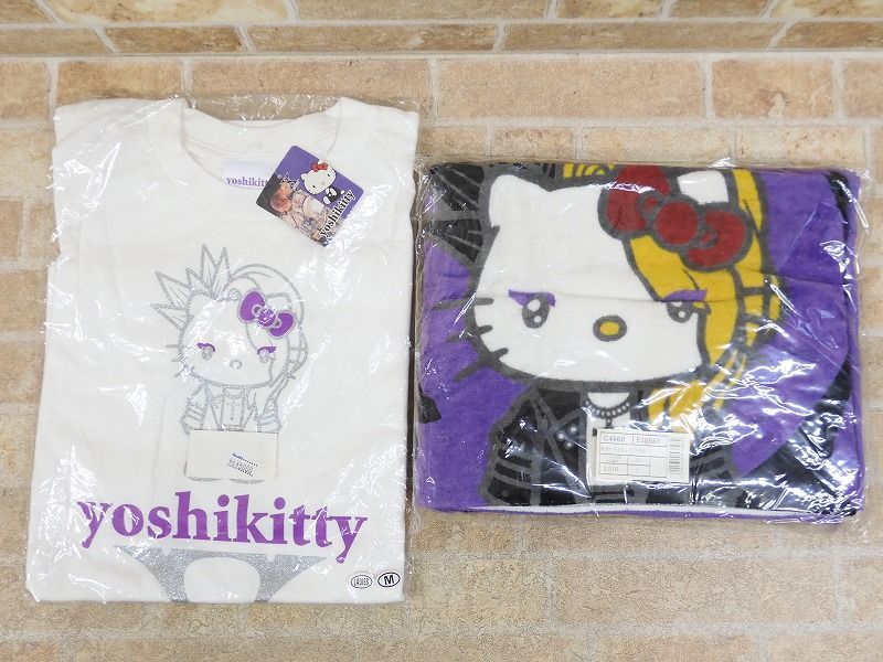 サンリオ ハローキティ・X JAPANコラボ YOSHIKITTY ヨシキティ ぬいぐるみ/Tシャツ/バスタオル 2009年/当時物 グッズセット 【4140y1】_画像5