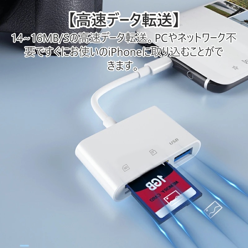 3in1多機能　SDカードリーダー ドライブレコーダー再生 microSDカードリーダー USBメモリ　iPhone/Android/iPad　TypeC差込_画像4