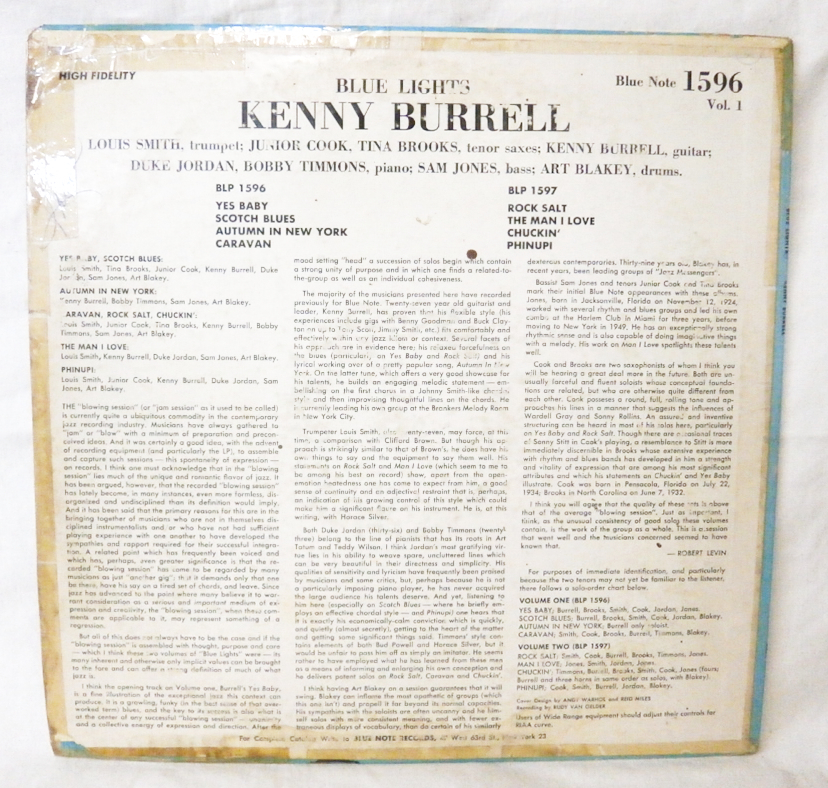 US MONO オリジナル盤 Kenny Burrell Blue Lights Volume 1 BLUE NOTE BLP 1596 47West 63rd 深溝 DG RVG 耳マーク ウォーホール・ジャケ_画像2
