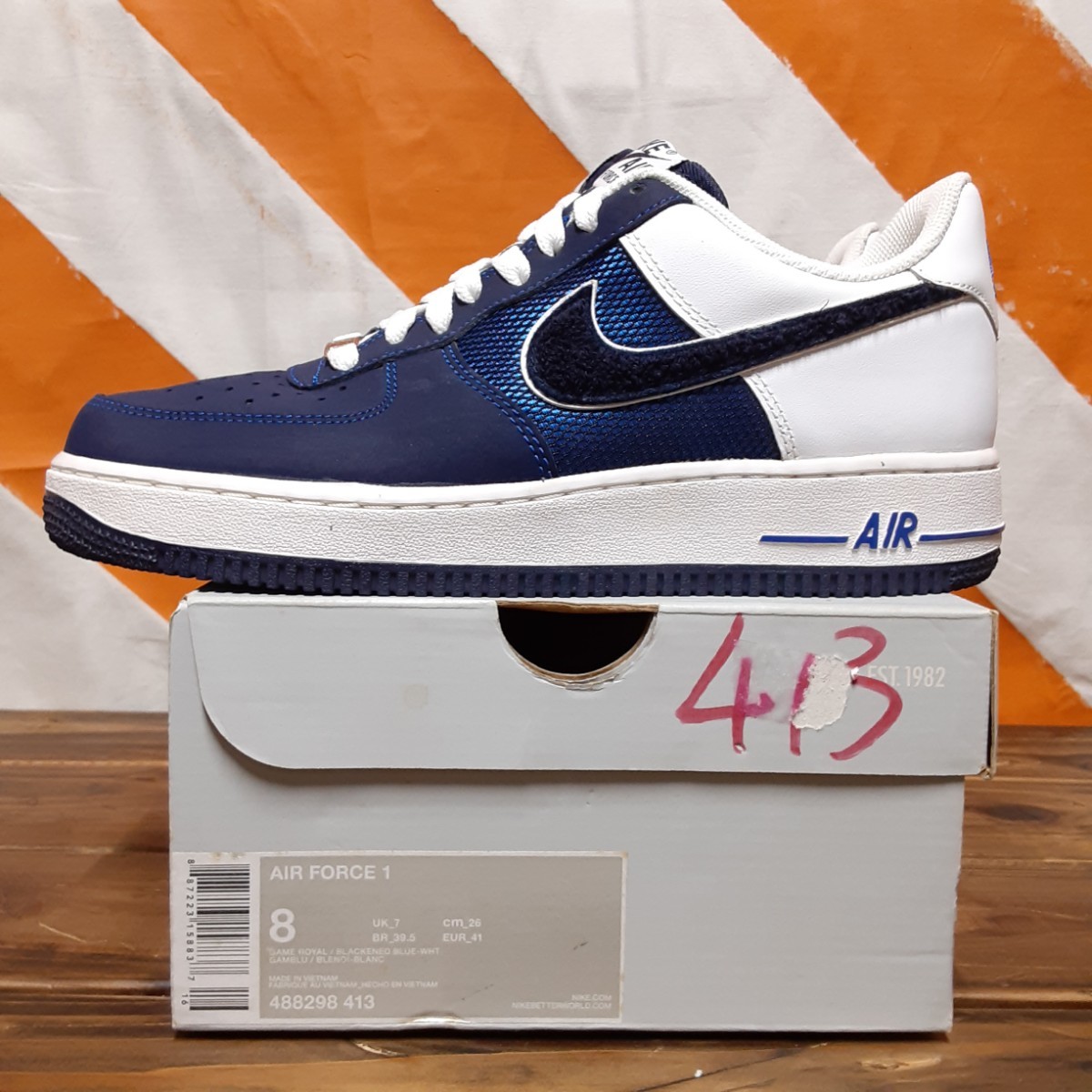 26cm NIKE AIR FORCE 1 LOW NAVY WHITE 488298-413 ナイキ エア