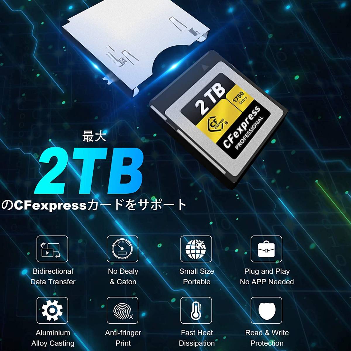 CFexpressカードリーダータイプB USB 3.1 Gen 2 10Gbps CFexpressリーダーポータ