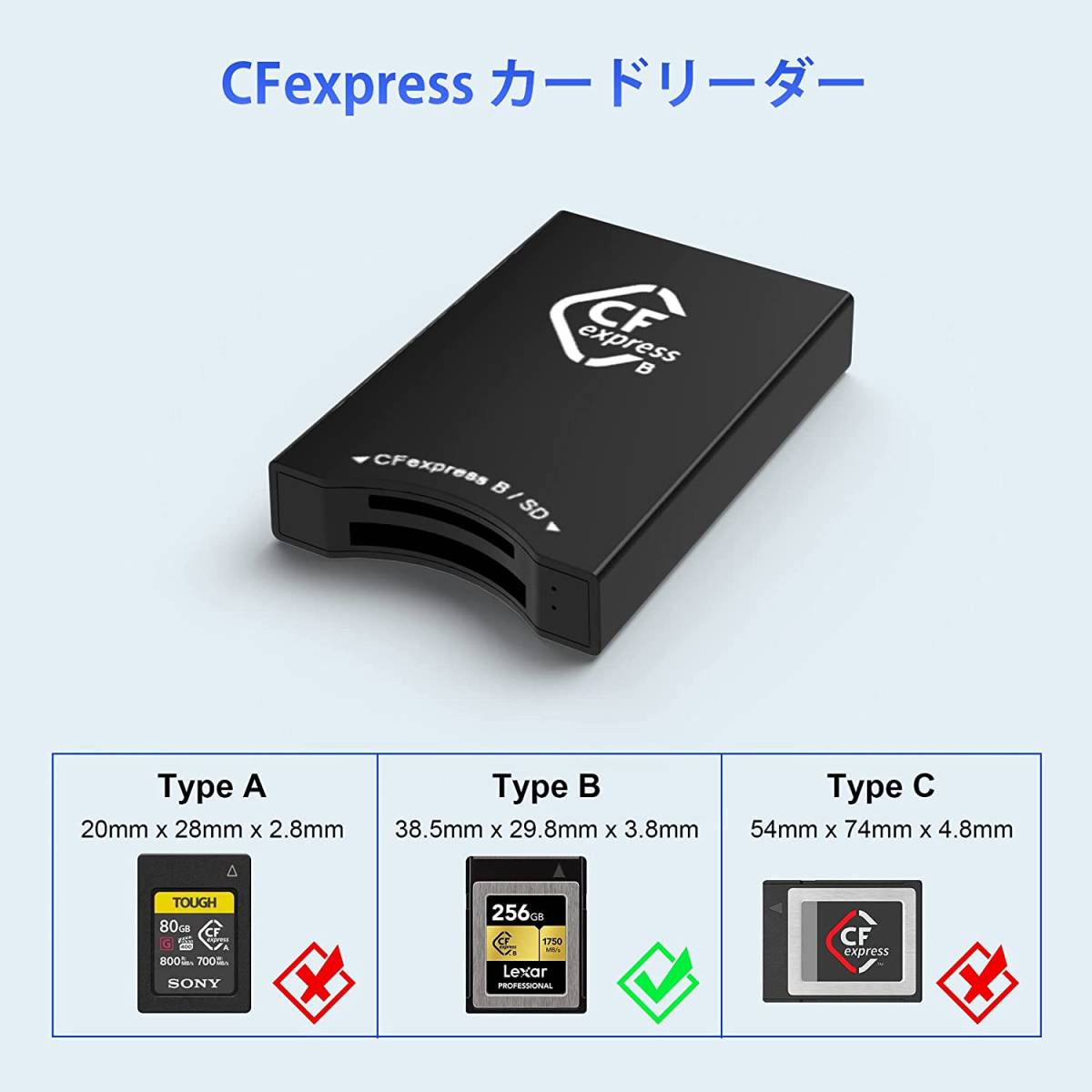 CFexpress SD カードリーダー USB C、デュアルスロットUSB 3.2 10Gbps Type Bカードリーダー_画像6