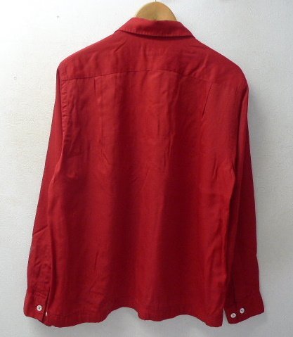 ◆Cranbrook cran brook 70s 60s 80s ヴィンテージ フラップポケット付　レーヨン レギュラーカラー シャツ 赤 サイズ15-151/2_画像3