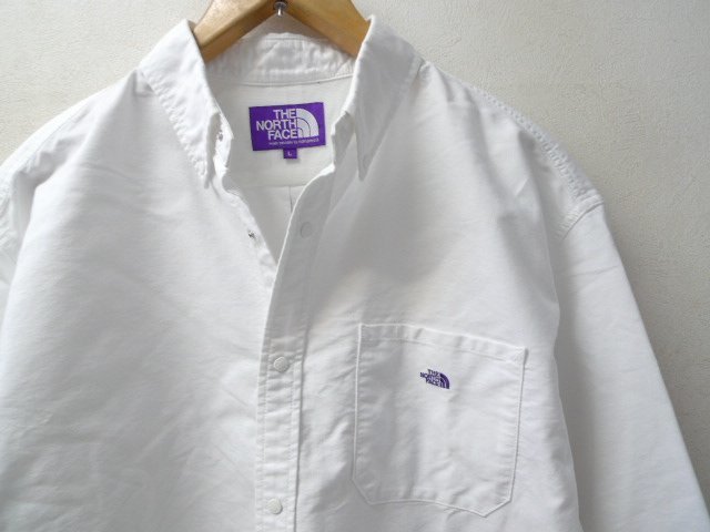 ◆ ノースフェイス パープルレーベル 美品 L Cotton Polyester OX B.D. Shirt スナップボタン オックスフォード BD シャツ 白 NT3118N_画像2
