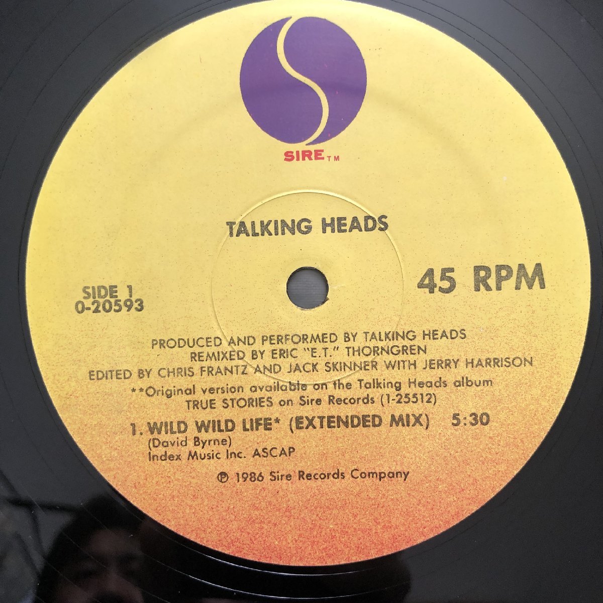 美盤 良ジャケ レア盤 1986年 米国 本国盤 オリジナルリリース盤 トーキング・ヘッズ Talking Heads 12''EPレコード Wild Wild Life_画像7