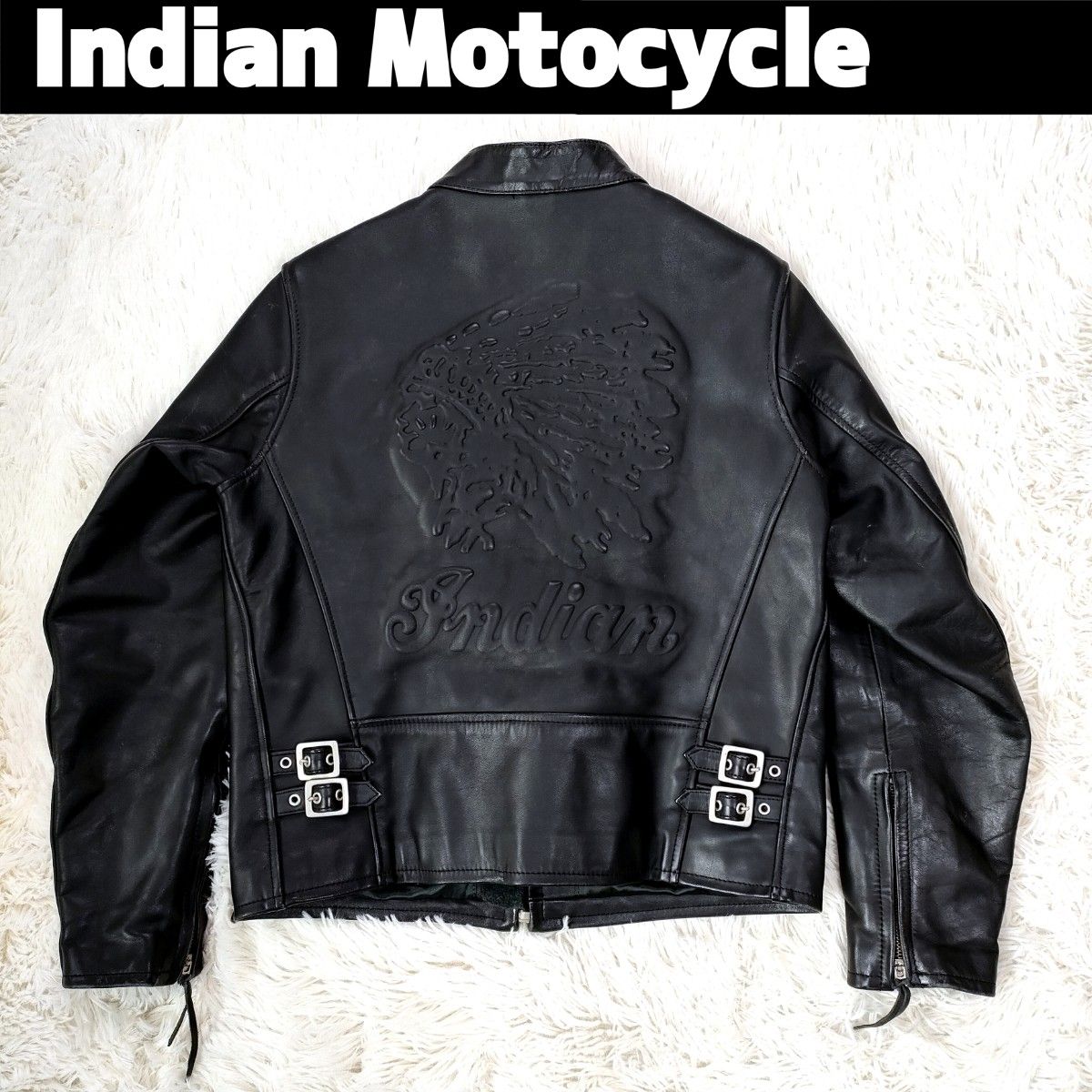 Indian Motocycle インディアンモトサイクル シングル ライダース ジャケット 36 黒 インディアン ロゴ 型押し