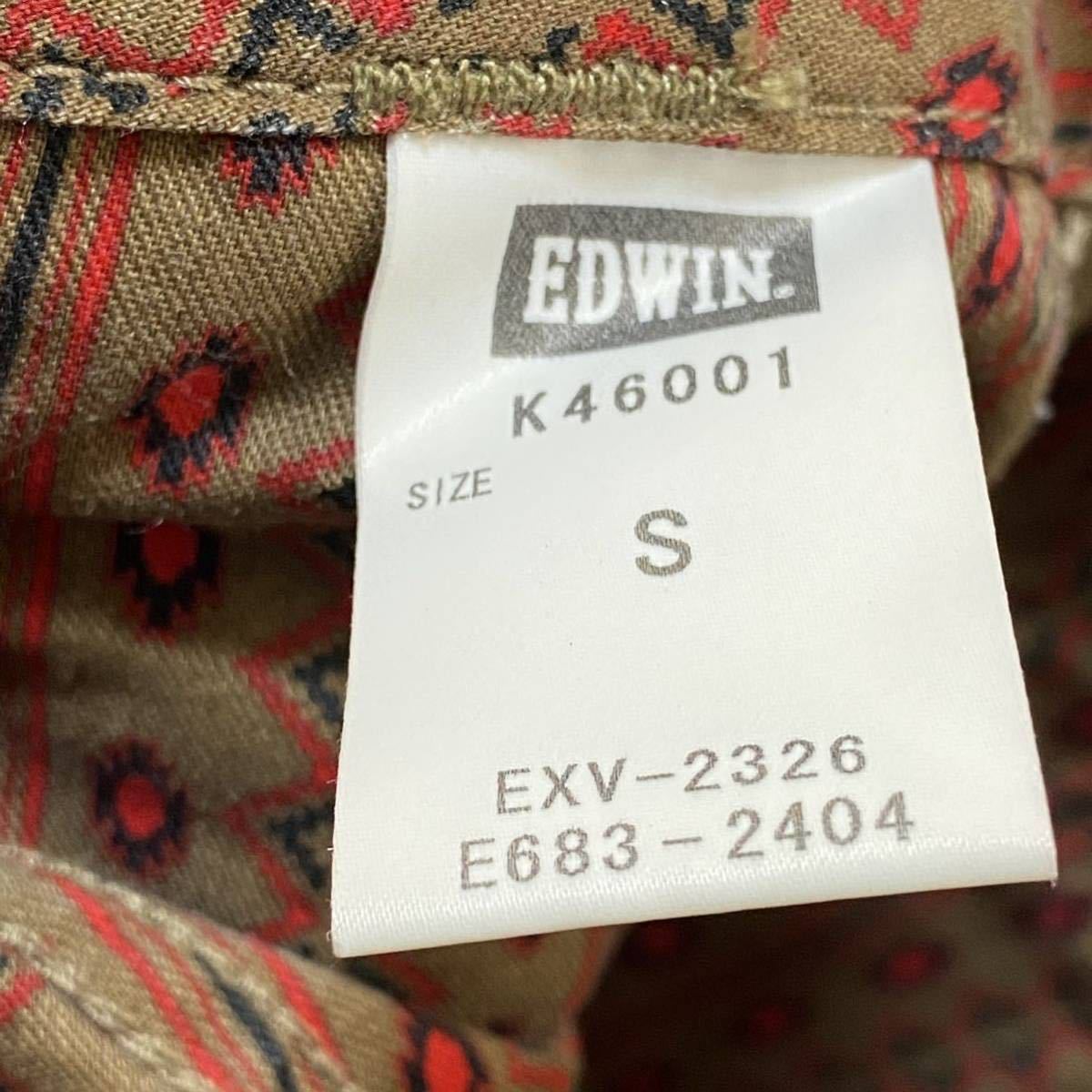 EDWIN エドウィン K46001 カーゴパンツ 綿パン パンツ ロング コンチョボタン 風 無地 コットン100% S ブラウン ストレートパンツ_画像6