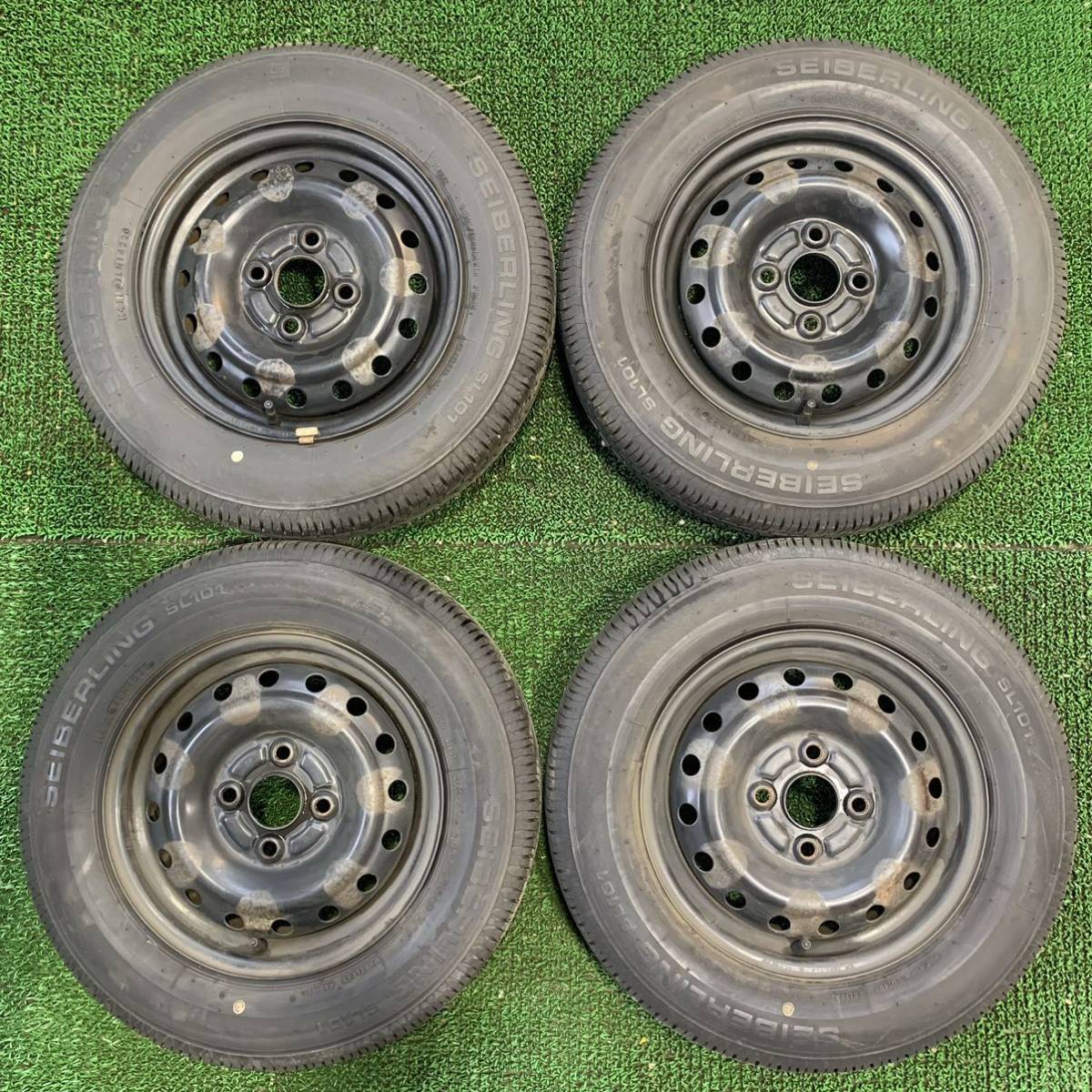 AE91-311 DAIHATSU 22年製 SEIBERLING SL101 バリ山 145/80R13 75S 【4本】ダイハツ純正 4.00B 4穴 100 +40 54mm ムーヴ ミラ タント 等_AE91-145/80R13 夏　DAIHATSU