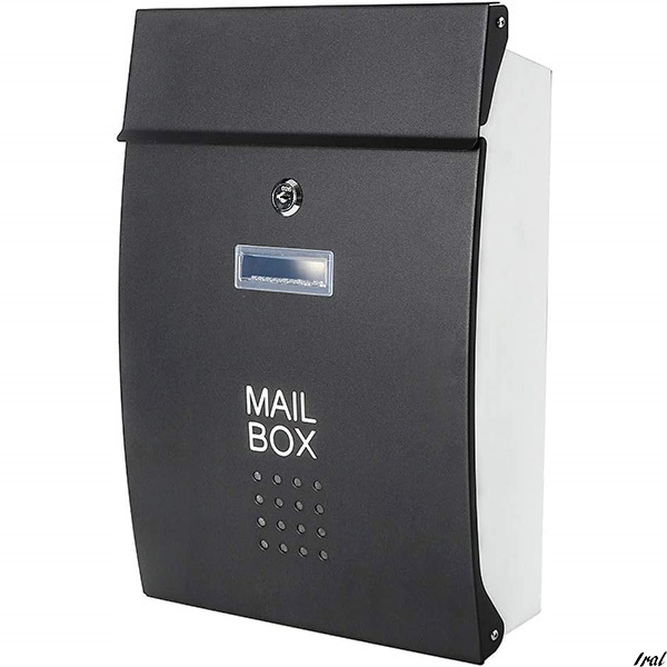 【60％OFF】 メールボックス ポスト 郵便受け キーロック式 壁掛け 北欧風 (ブラック) 黒 玄関 大容量 ポスト、郵便受け