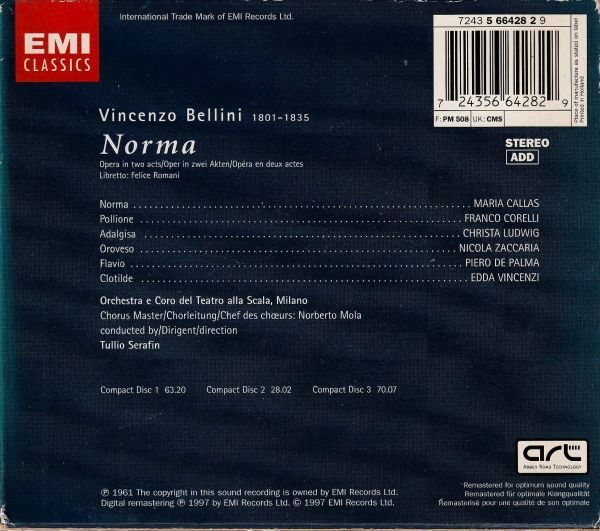 カラス,セラフィン★ベッリーニ／歌劇「ノルマ」(1960)【3CD】_画像2