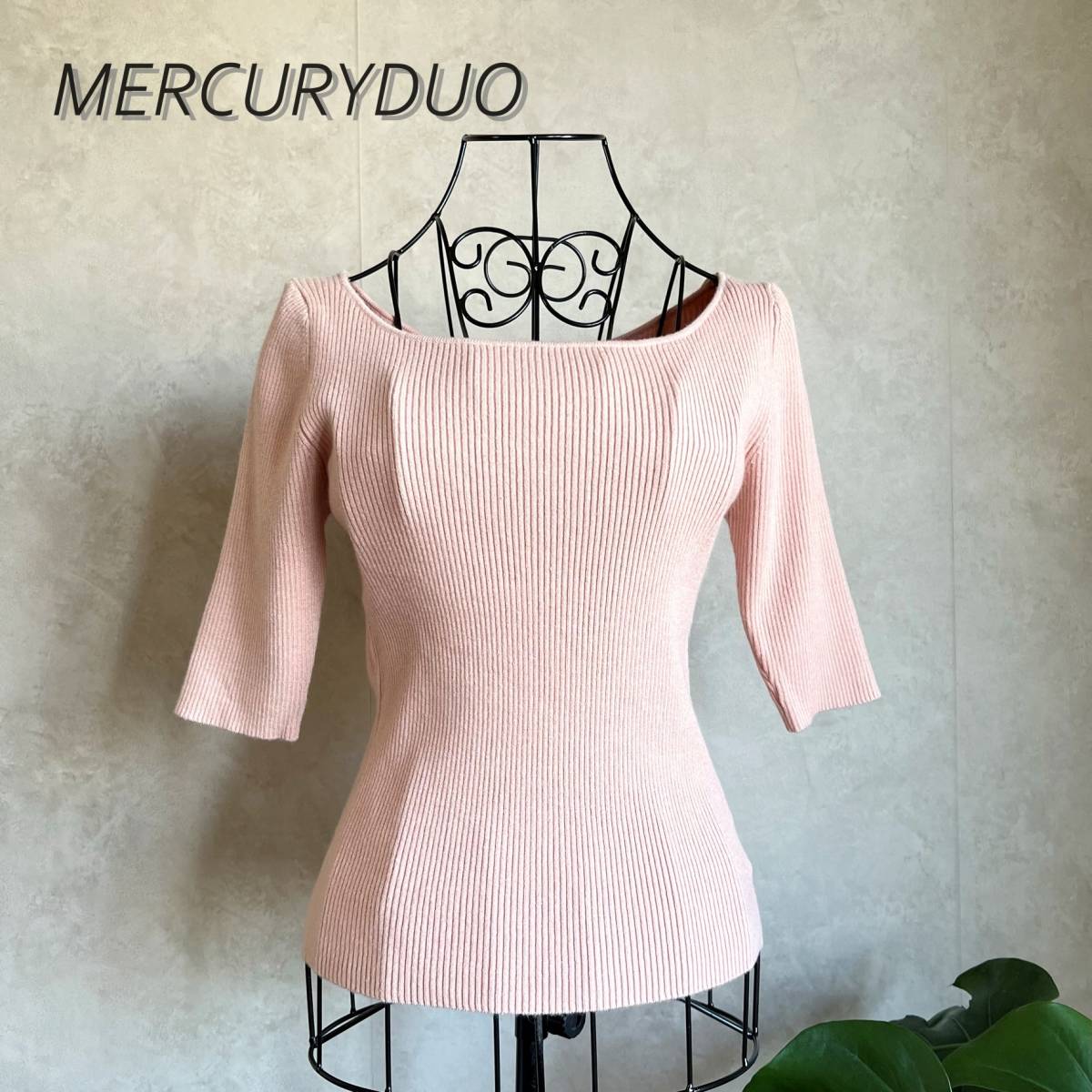 [ новый товар не использовался с биркой ]MERCURYDUO Mercury Duo задний лента ребра вязаный розовый свободный размер 002022600201