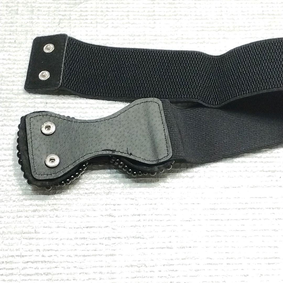 [ black ] ribbon motif lady's wide width rubber belt 
