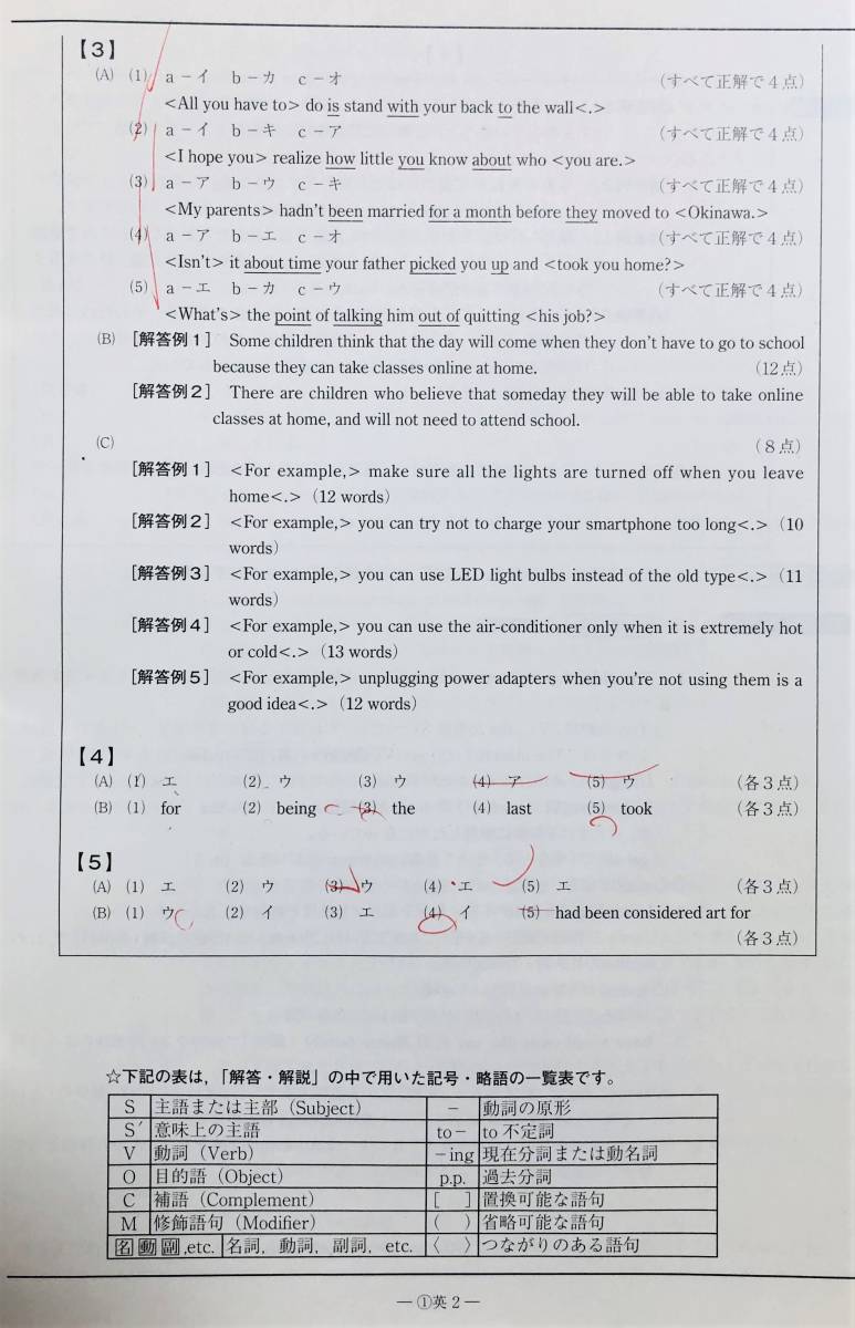 駿台 ２０２１年１月施行 第３回高１駿台全国模試/英語/数学/国語 (解答解説付) _ペンマーキング例