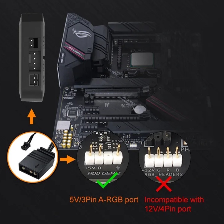  remote control attaching ARGB controller hub 3 pin 5V ARGB fan maximum 6 piece connection possibility ARGBx6 PWMx5