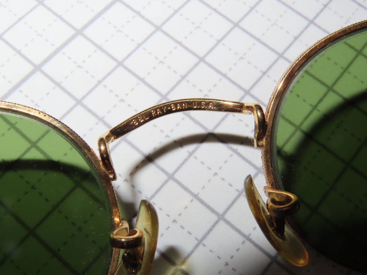 レターパック可 B&L RAY-BANボシュロムレイバン RoundMetalラウンドメタル GOLD/ ゴールド VINTAGEビンテージ USA製サングラス _画像3