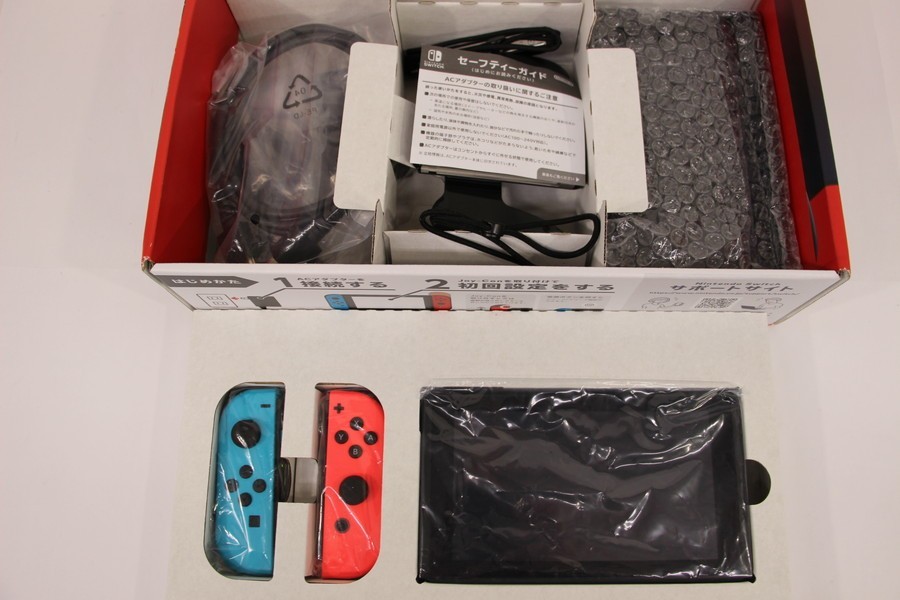 049 k0523 Nintendo Switch 本体 Joy-Con ネオンブルー/ネオンレッド 3台セット 動作未確認 ジャンク品_画像4