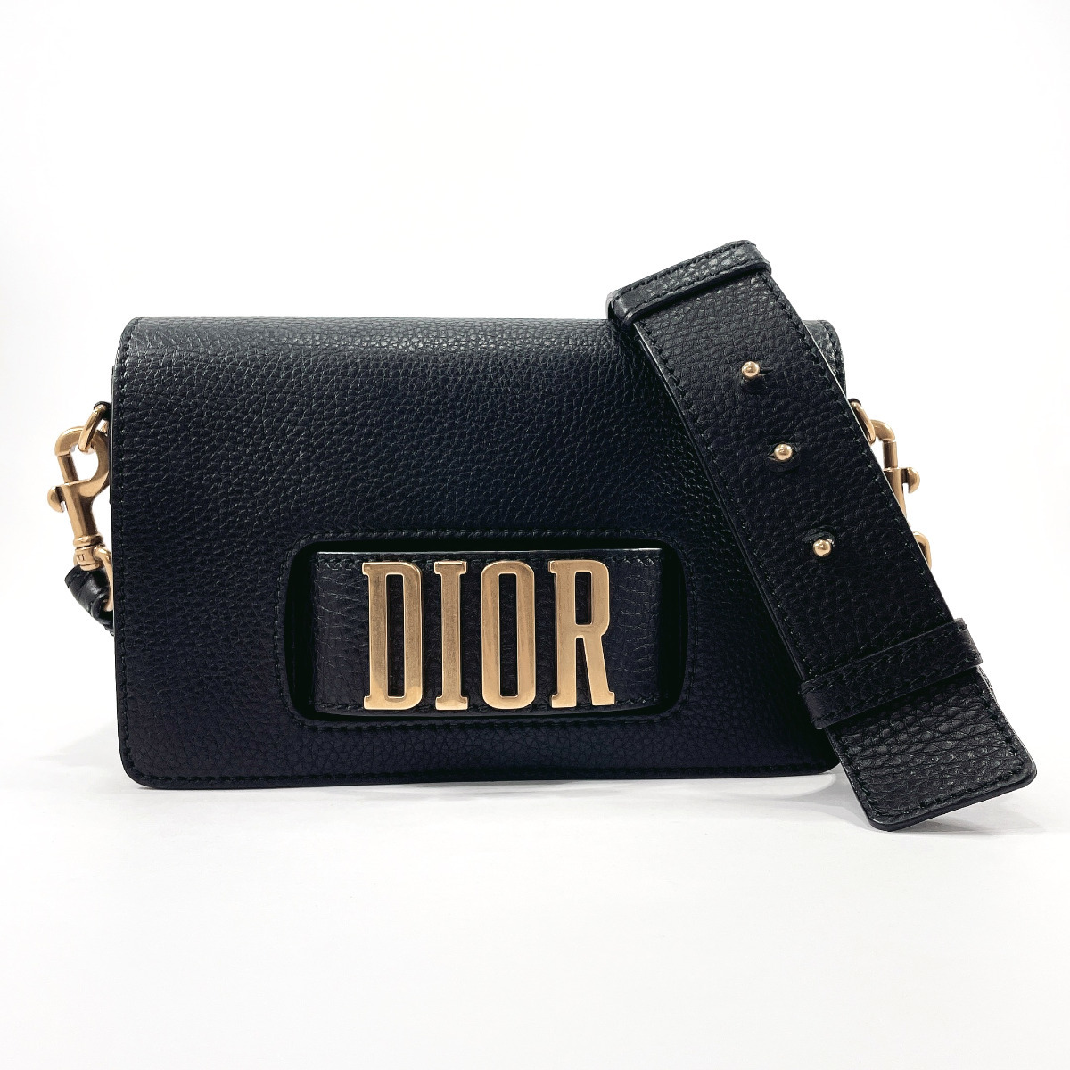 ディオール Dior ショルダーバッグ 斜め掛け フラップバッグ M8000CRSB エボリューション レザー ブラック/ゴールド金具