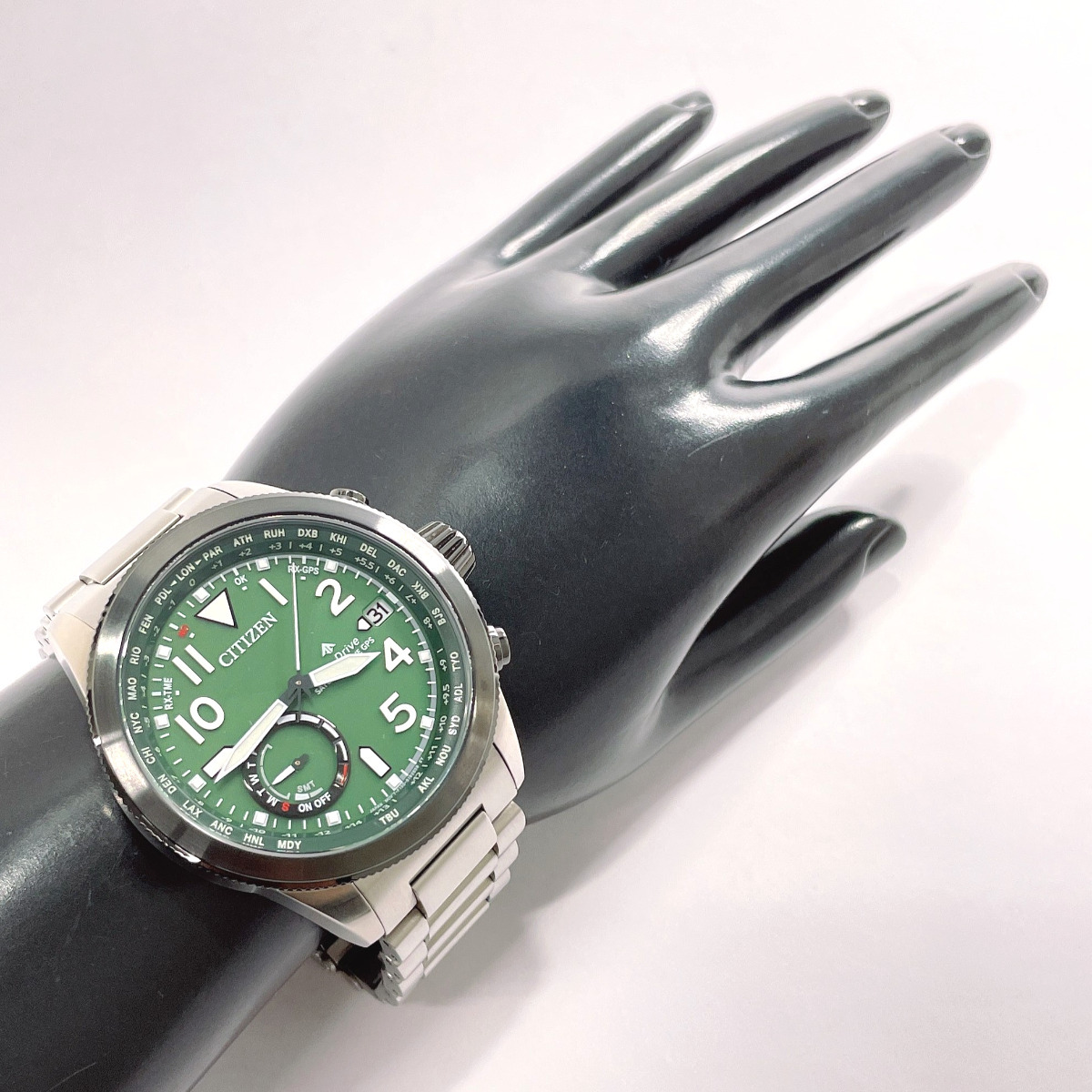 シチズン CITIZEN 腕時計 CC3067-70W プロマスターサテライトウェーブ ステンレススチール シルバー エコドライブ グリーンの画像9