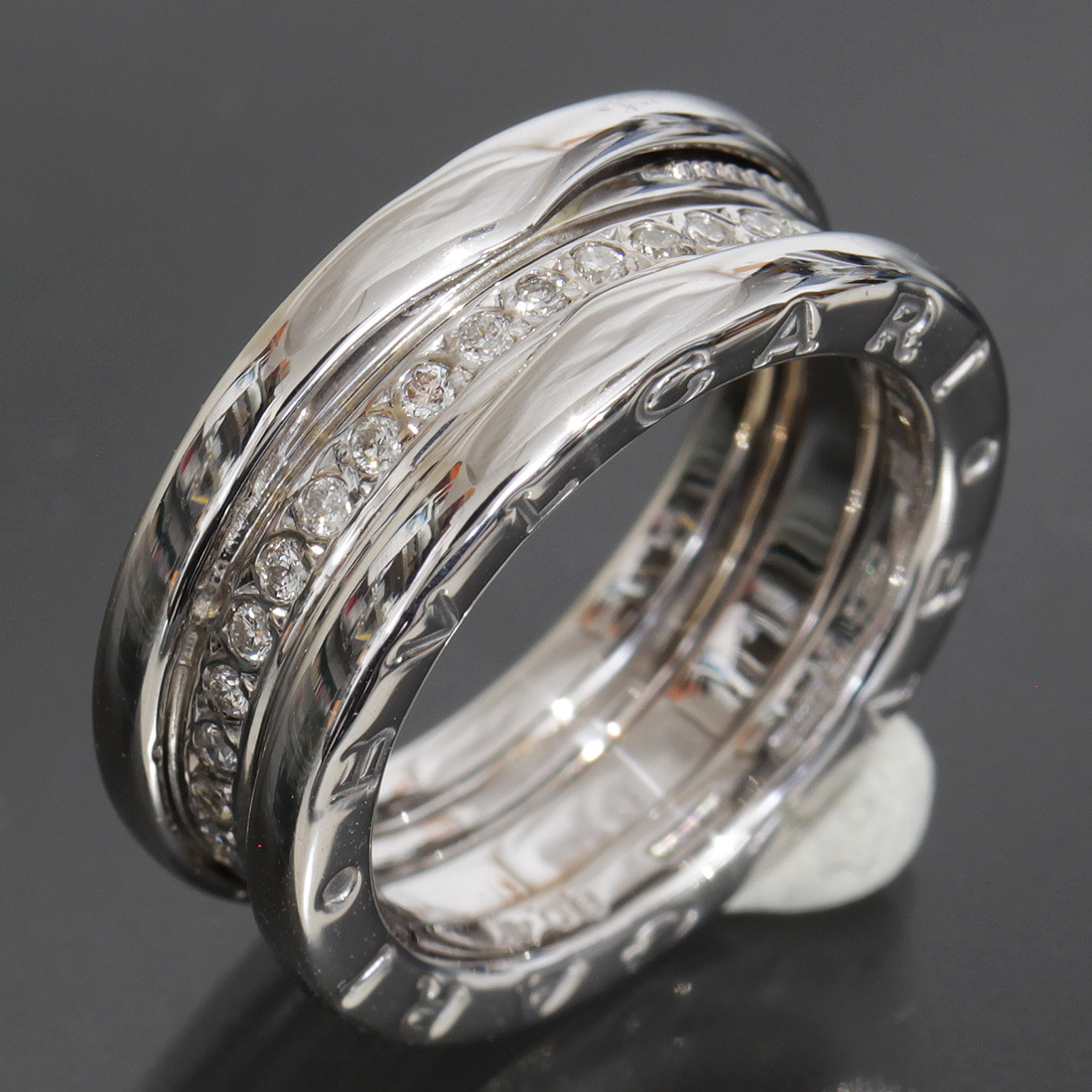 ブルガリ ビーゼロワン リング 7号 K18WG アフターダイヤ 7.2g 指輪●0.47ct size48 新品仕上済 BVLGARI 5326Aの画像1