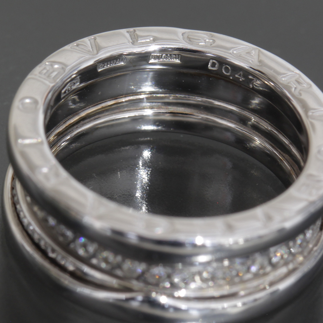 ブルガリ ビーゼロワン リング 7号 K18WG アフターダイヤ 7.2g 指輪●0.47ct size48 新品仕上済 BVLGARI 5326Aの画像9