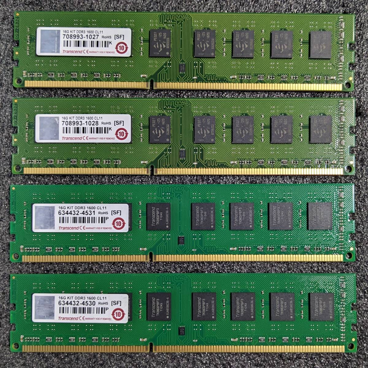 【中古】DDR3メモリ 32GB[8GB4枚組] Transcend トランセンド JM1600KLH-16GK(2セット) [DDR3-1600 PC3-12800]_画像1