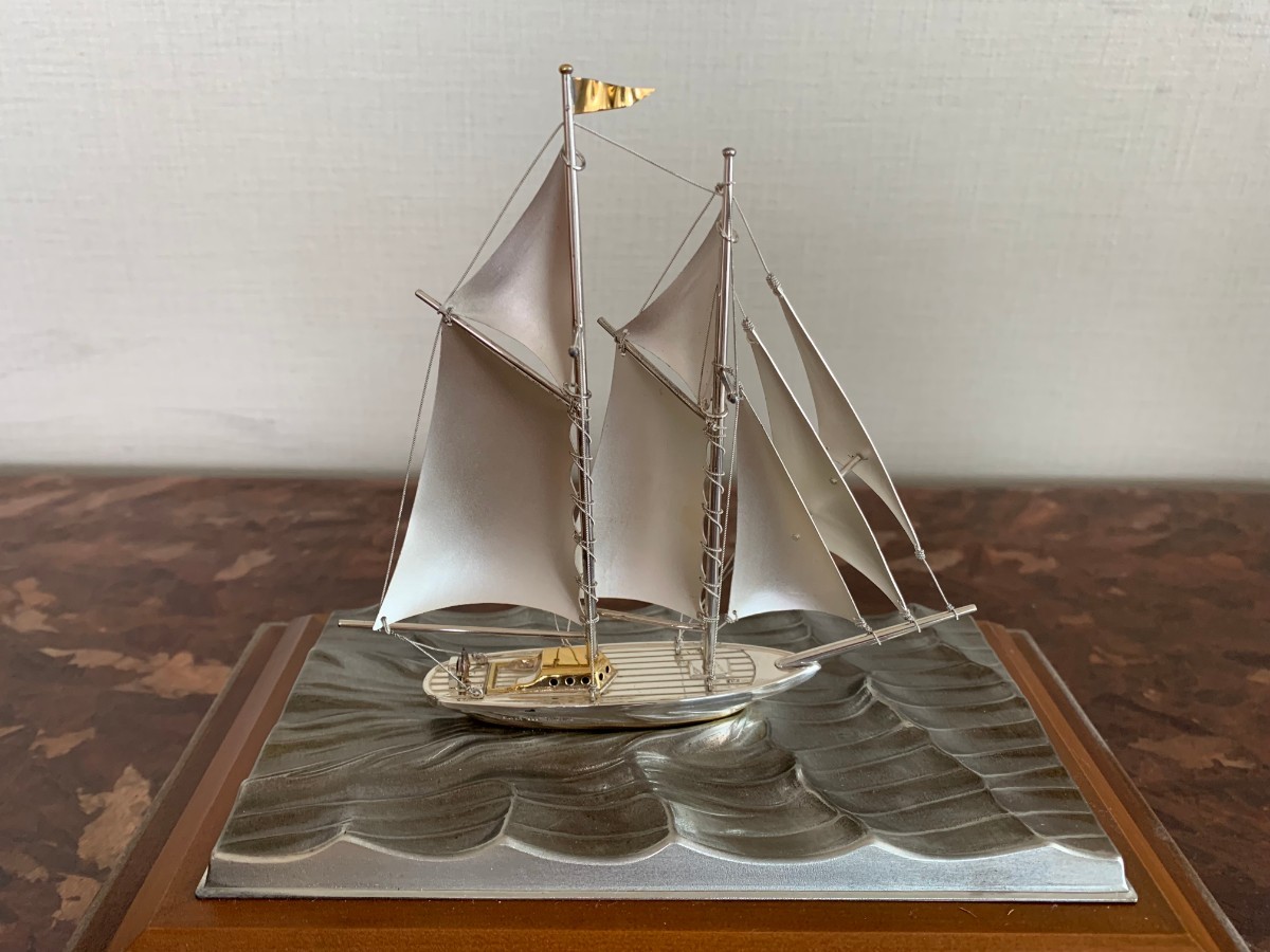 シルバー 武比古 作 銀製ヨット 置物 ヨット 船 たけひこ 銀 工芸品_画像3