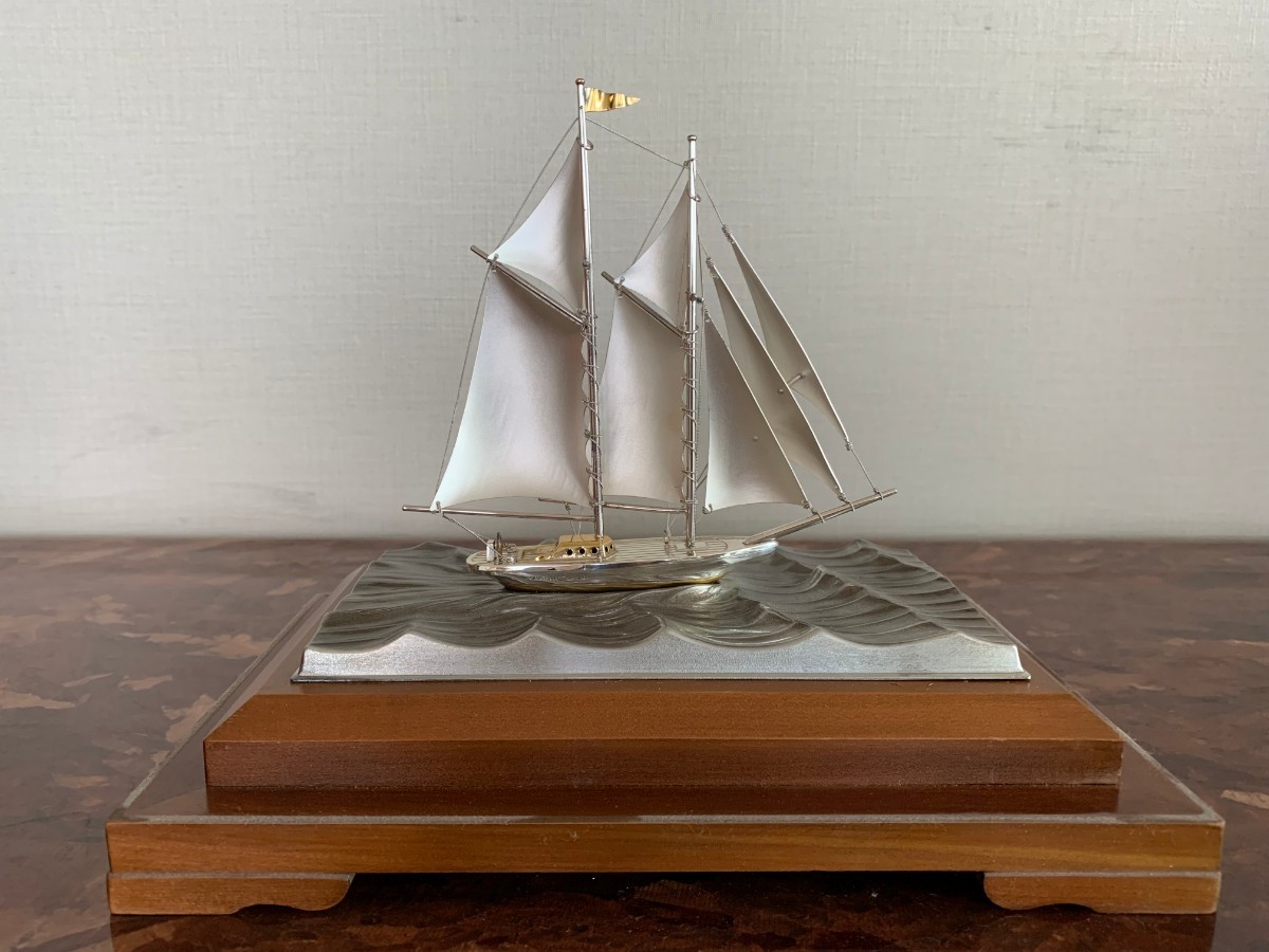 シルバー 武比古 作 銀製ヨット 置物 ヨット 船 たけひこ 銀 工芸品_画像2