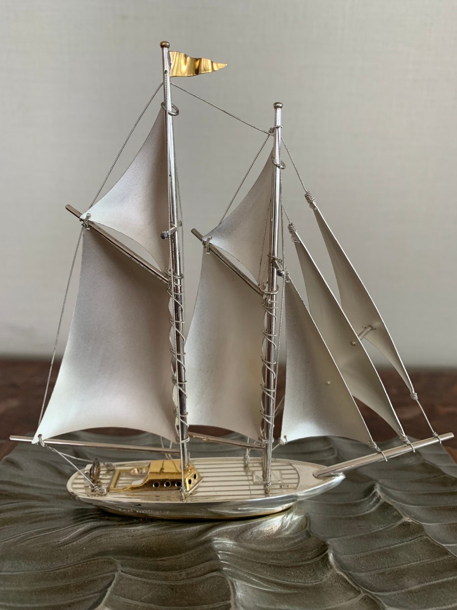 シルバー 武比古 作 銀製ヨット 置物 ヨット 船 たけひこ 銀 工芸品_画像5