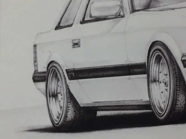 トヨタ　TOYOTA　ソアラZ10 後期【鉛筆画】名車 旧車 イラスト A4サイズ 額付き サイン入り_画像3