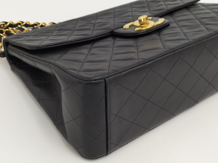 【中古】CHANEL デカマトラッセ34 ショルダーバッグ ラムスキン ブラック A01094_画像3