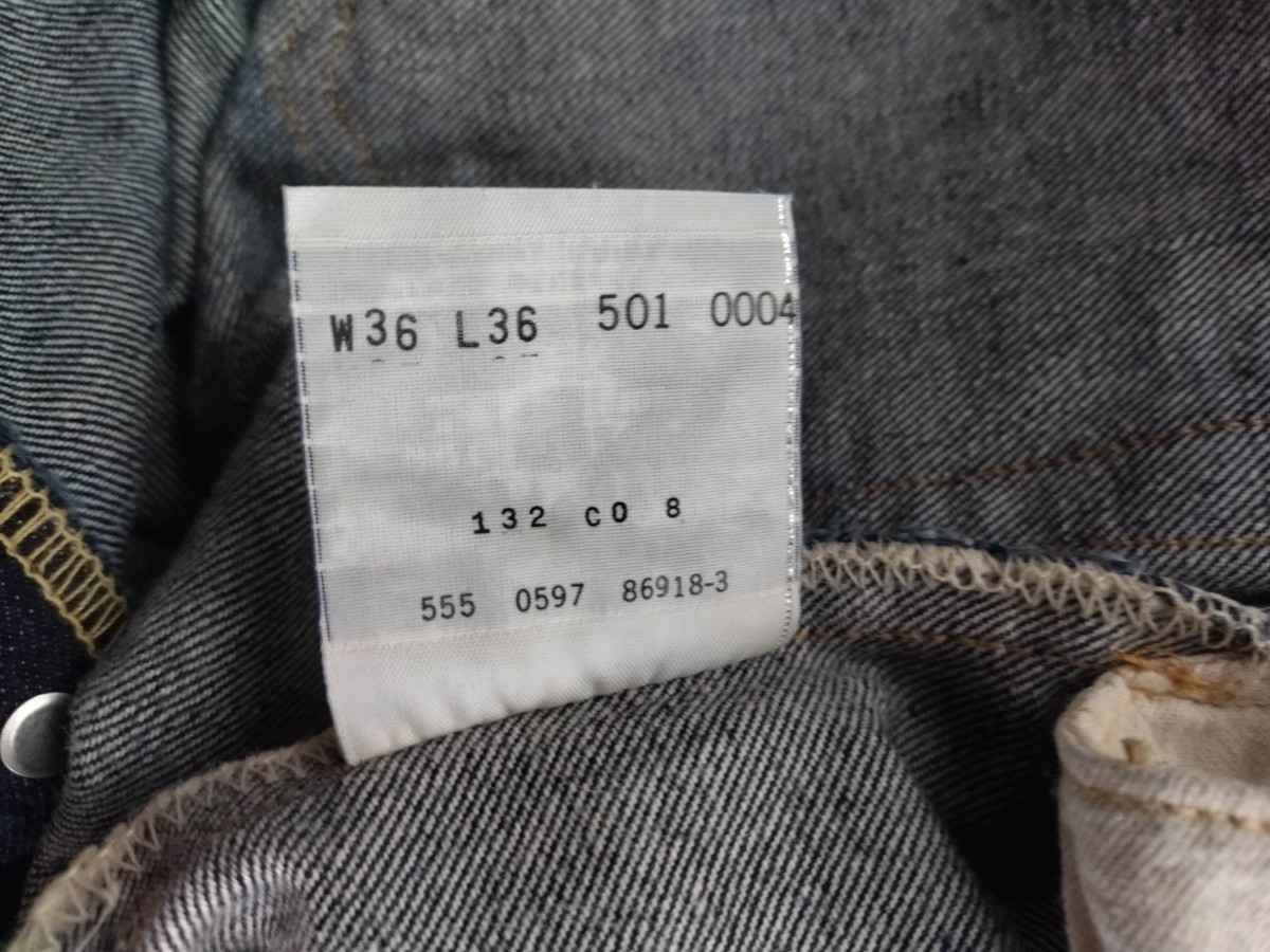 LEVIS リーバイス 501XX 501 0004 w36 米国製 復刻 濃紺 赤耳紙パッチ隠しリベットボタンフライトップボタン裏555刻印BIGEビッグE USA古着の画像9