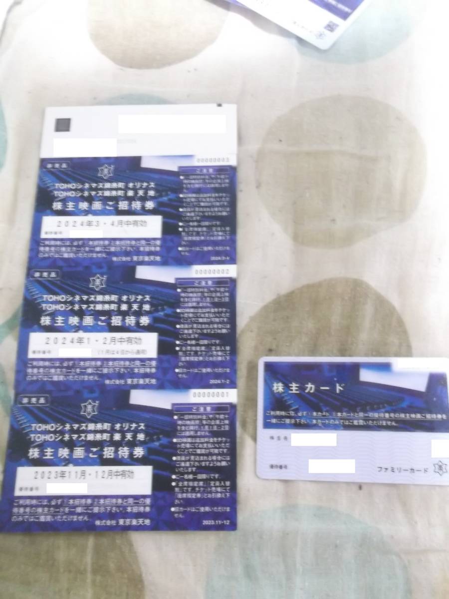 東京楽天地 株主優待券12枚+男性名義ファミリーカード　要返却　_画像1