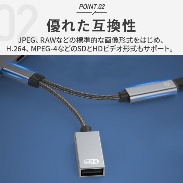アップグレード版 USB C 変換アダプタ 2In1 TypeC カメラアダプター TypeC-USB3.0 メスPD急速充電 USB変換OTG機能対応カメラカードリーダー_画像4