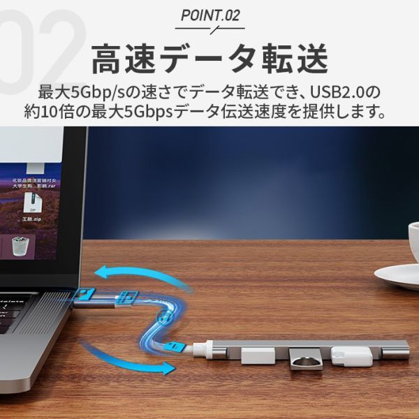 アルミ製USBハブ TypeC USB-C ハブ 4ポート USB増設ハブ スリム設計 軽量 TypeC USB3.1 USB C-A 変換アダプタ PS4 PS5 MacBook_画像4