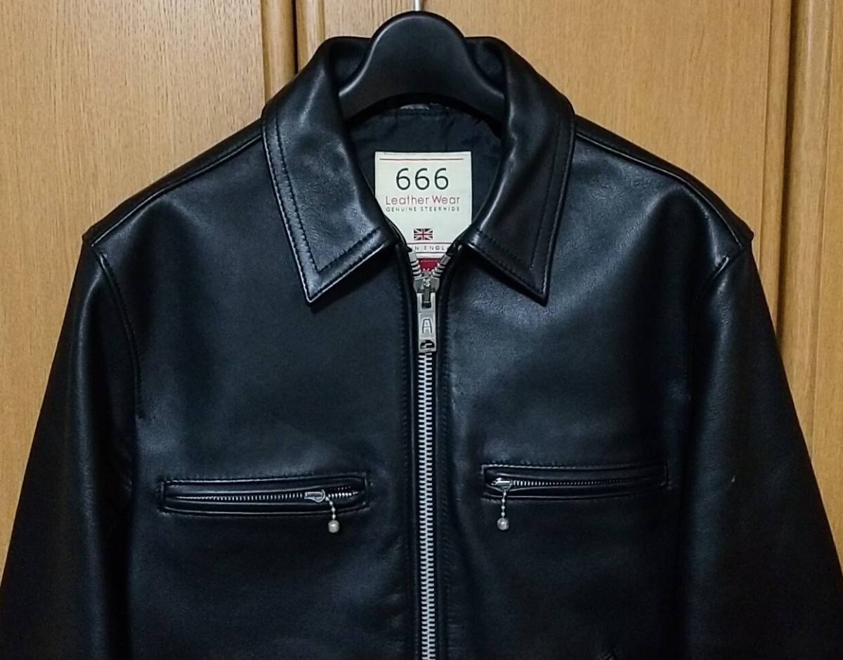 666 トリプルシックス シングルライダースジャケット ブラック 黒 36 牛革 シド・ヴィシャス lewis leathers ルイスレザーズ ドミネーター_画像2