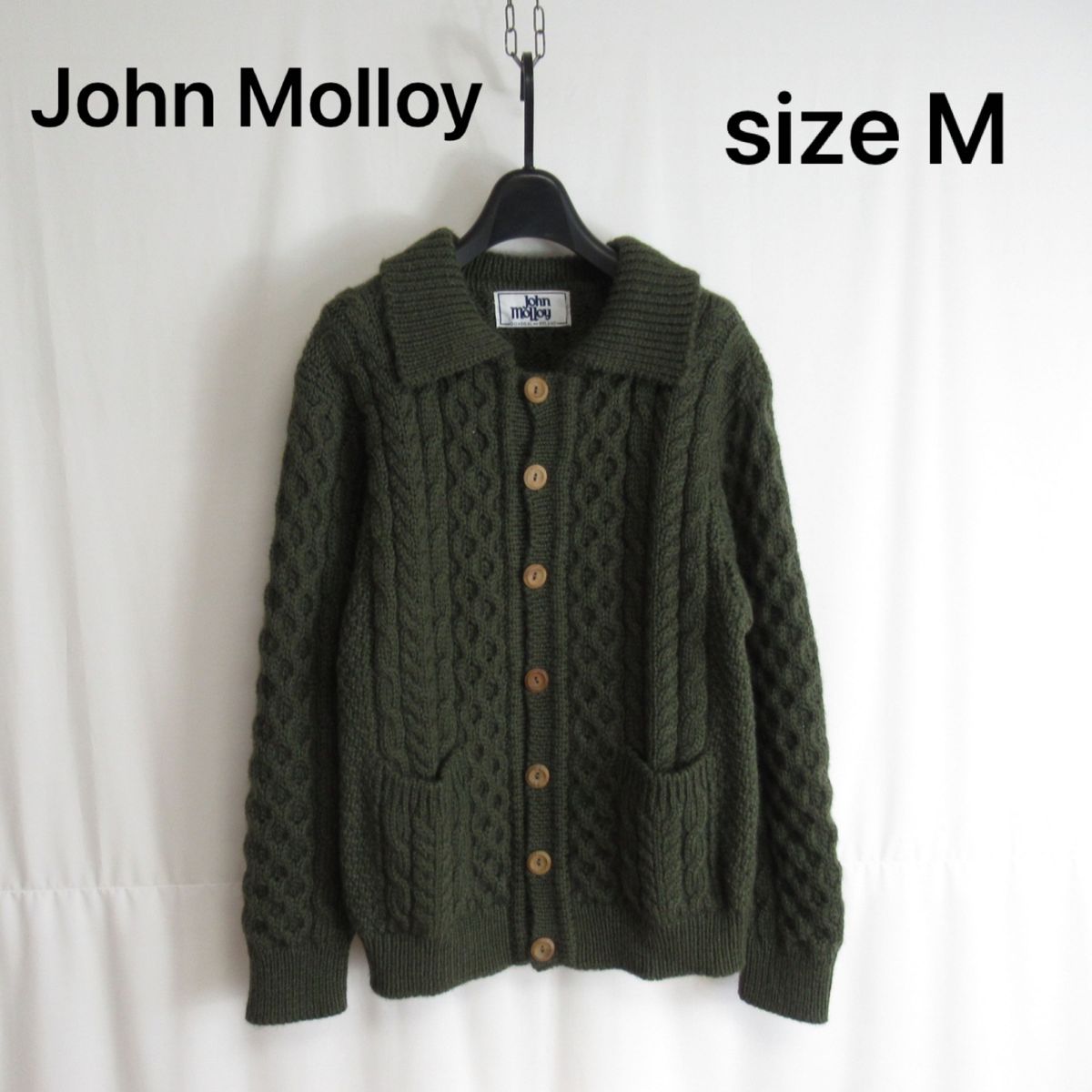 John Molloy アラン ニット ウール 襟付き カーディガン John Molloy アラン ニット ウール 襟付き カーディガン