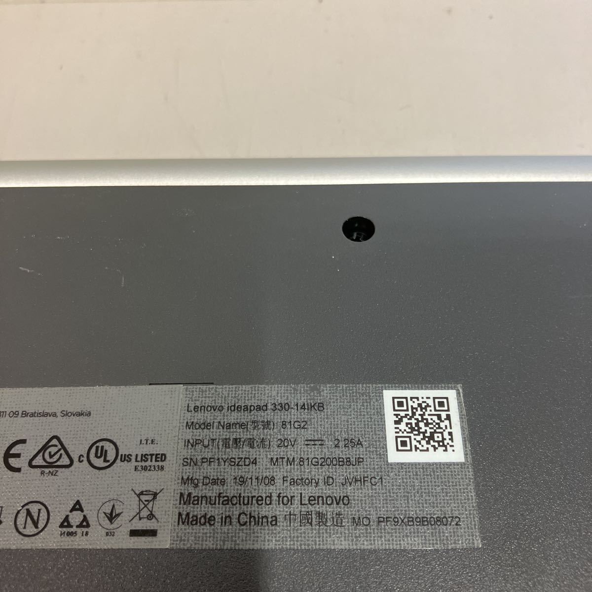 k186 Lenovo ideapad 330-14IKB 81G2 celeron 3867U メモリ4GB _画像5