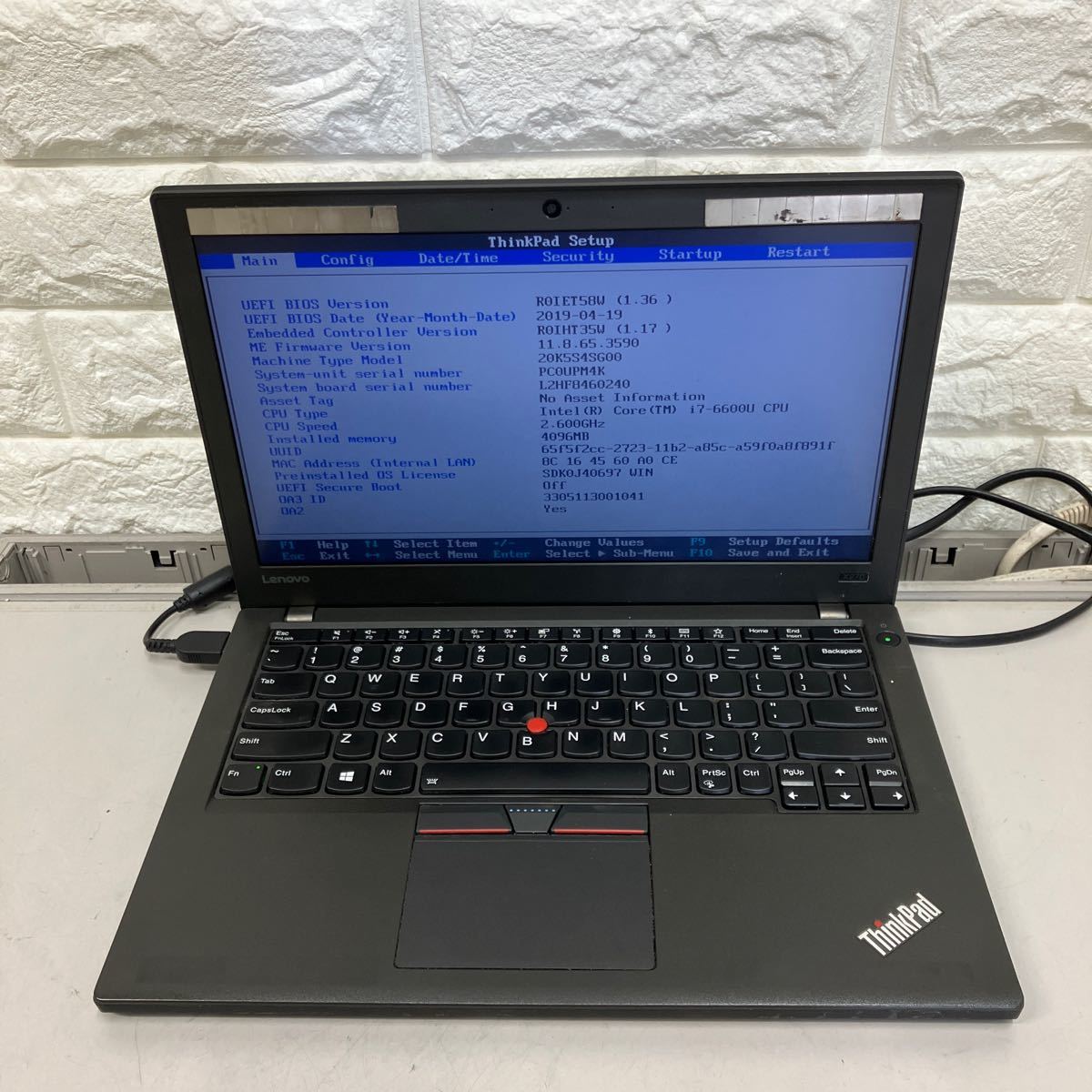 N134 Lenovo ThinkPad X270 Core i7 6600U メモリ4GB_画像2