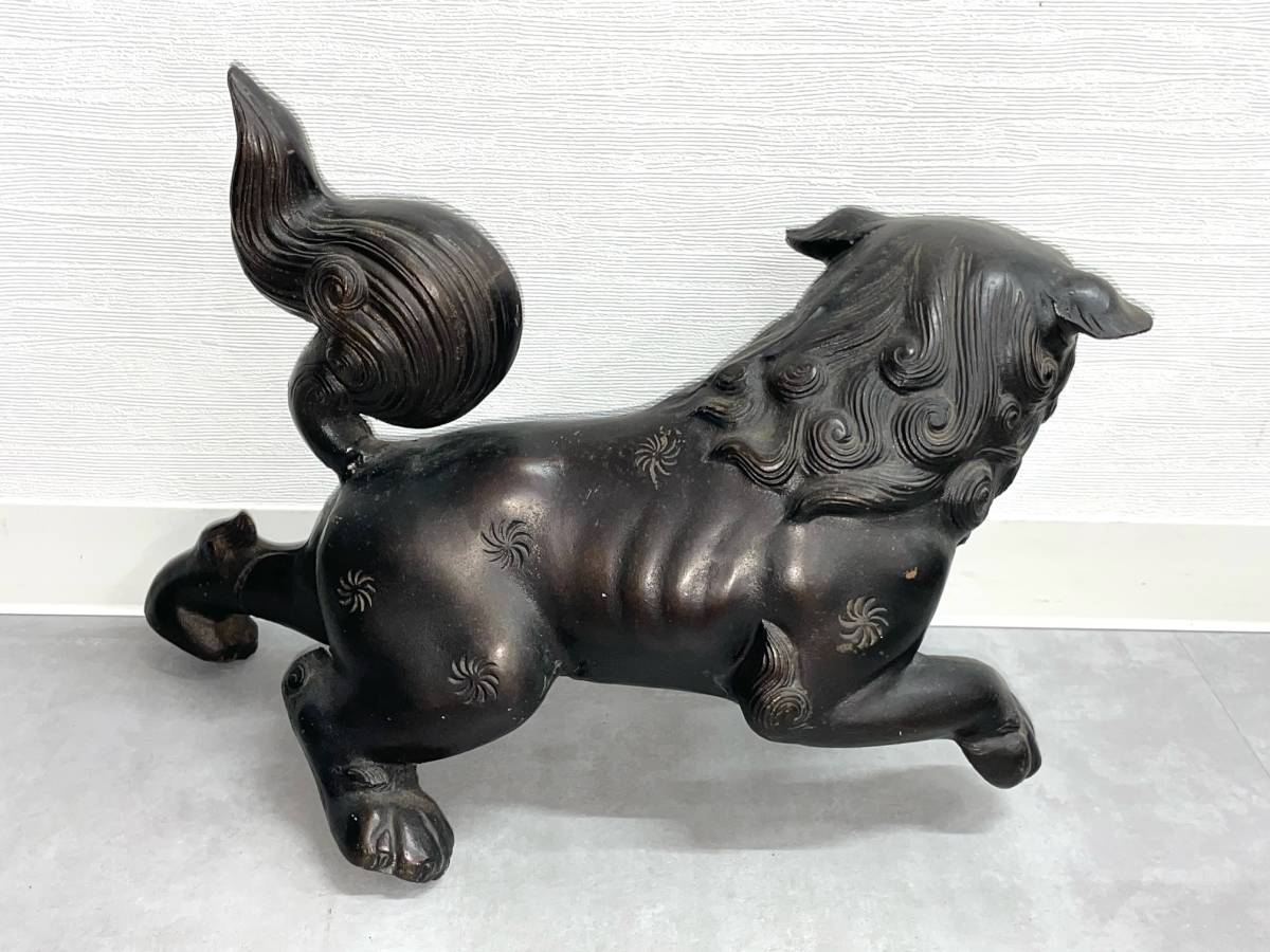 FS514 美術品 おまとめ セット売り 計2点 骨董 金属製 人形 獅子 狛犬 置物 オブジェ アンティーク 現状品_画像3