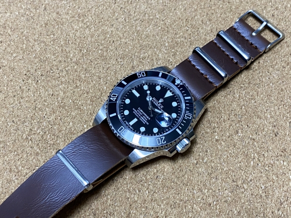 ラグ幅：20mm レザー NATO ストラップ 柔らかい ブラウン ベルト [検 TUDOR チューダー オメガ OMEGA ロレックス ROLEX 対応]_画像5