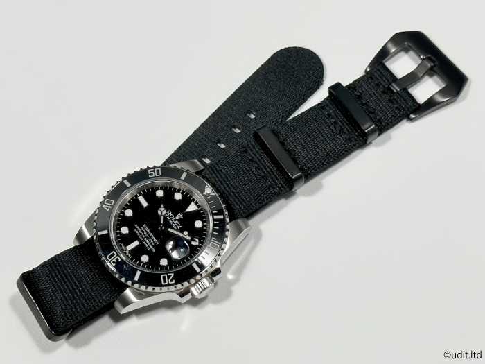  rug width :20mm NATO wristwatch belt Hexagon tail pills black fabric strap nylon [ Rolex Omega TAG Heuer etc. correspondence ]