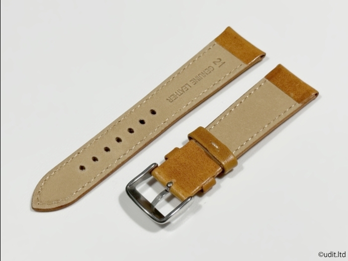 ラグ幅：21mm イエロー コードバン 本革 レザーベルト ハンドメイド 尾錠付き レザーバンド 腕時計ベルト LB101_裏面のデザインです。
