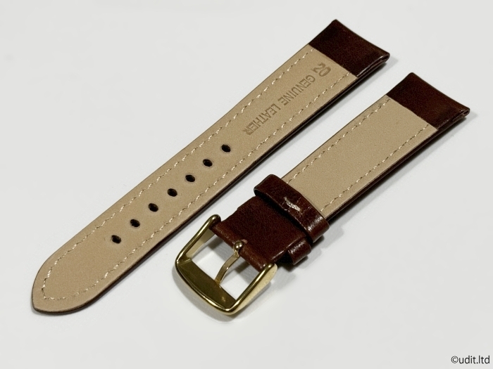 ラグ幅：20mm ブラウン コードバン 本革 レザーベルト ハンドメイド ゴールド尾錠付き レザーバンド 腕時計ベルト LB101_こちらが裏面のデザインです。